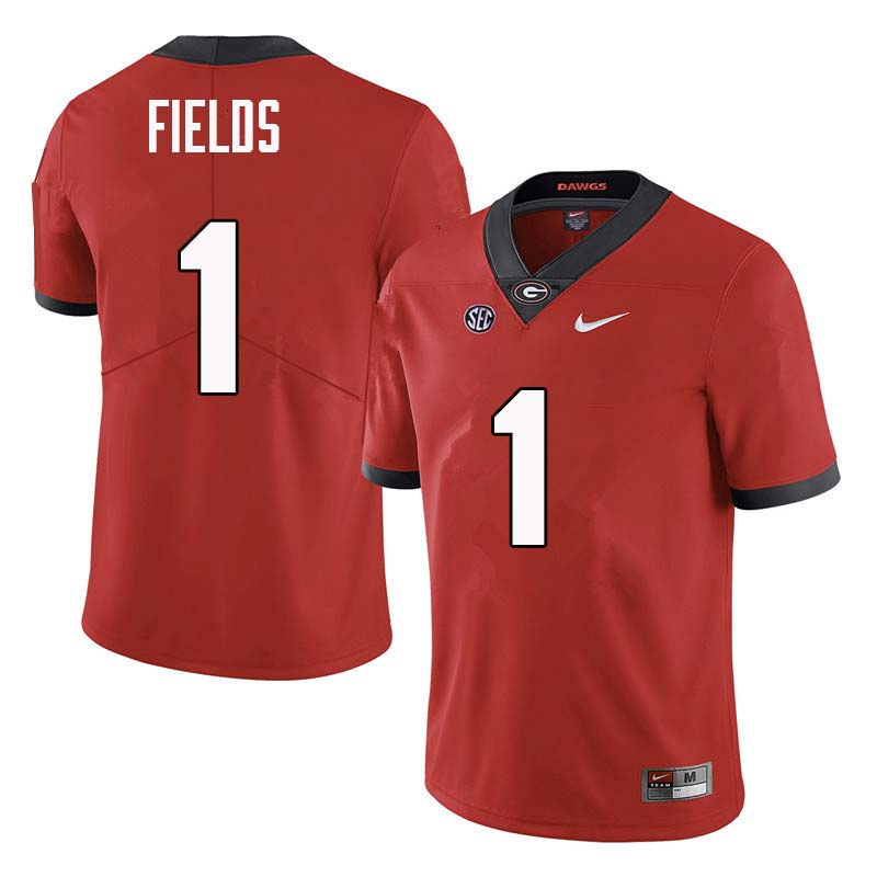 Men Georgia Bulldogs #1 Justin Fields College Football Jerseys Sale-Red